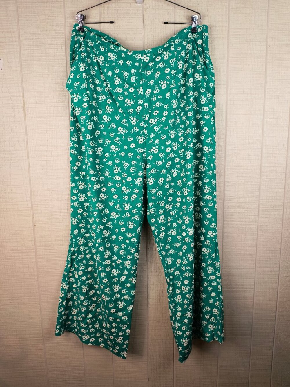 Joanie Wide Leg Viscose Pants Green Floral Plus US 18